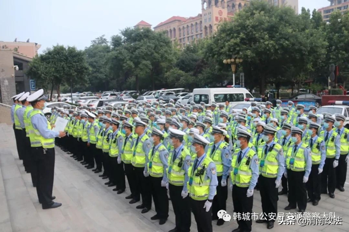 8月19日上午，韓城公安交警開展十四運火炬傳遞交通保障演練。