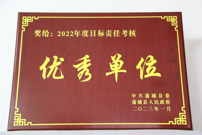 蒲城法院榮獲2022年度目標責任考核優秀單位。