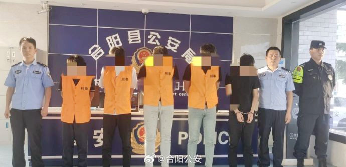 5人拉車門盜竊被合陽警方抓獲。